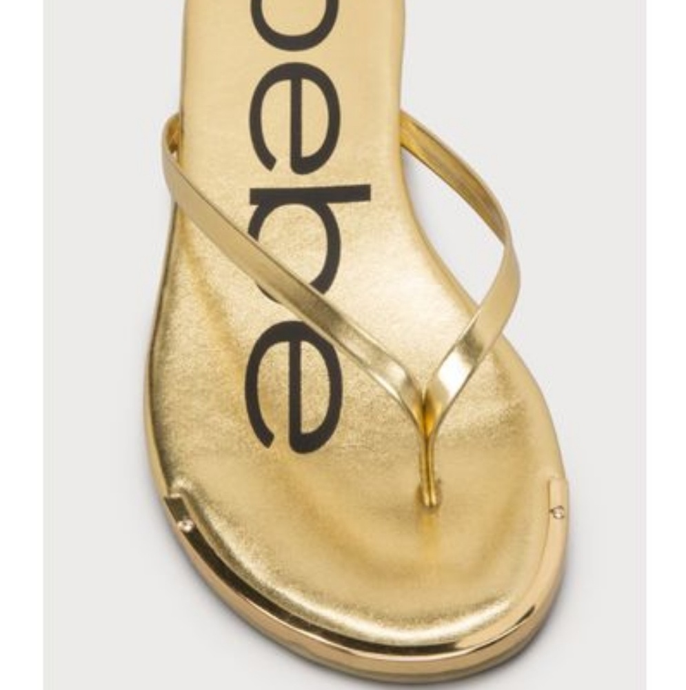 BEBE 1 left Metallic Gold Sandals NWOT - Picture 2 of 5
